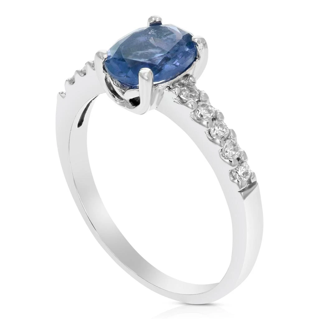 商品Vir Jewels|1.20 cttw Created Blue Sapphire Ring .925 Sterling Silver Rhodium Oval 8x6 MM,价格¥477,第2张图片详细描述