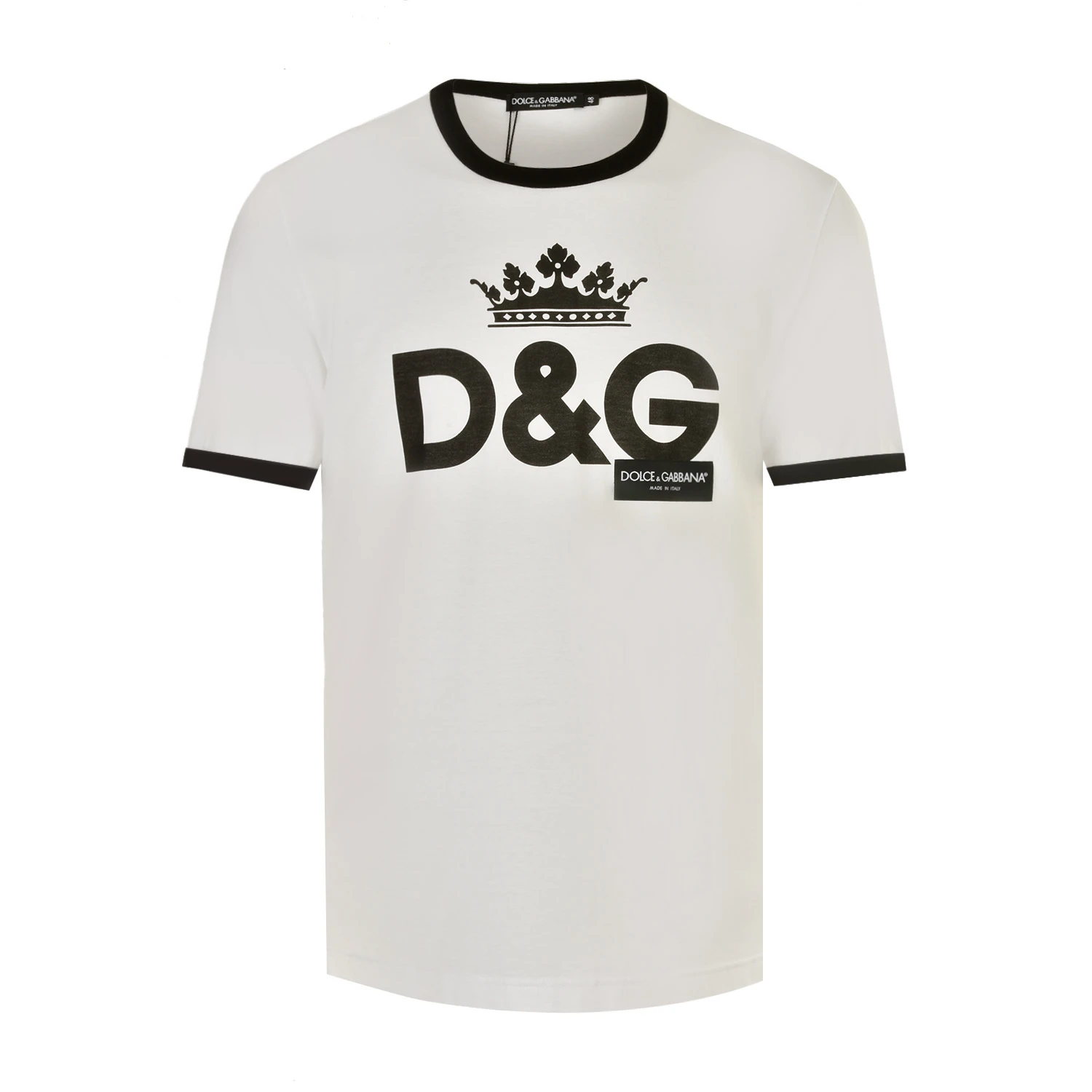 商品Dolce & Gabbana|Dolce&Gabbana 杜嘉班纳 男士米白色字母棉质短袖T恤 G8HV0T-HP706-WI40,价格¥1121,第1张图片