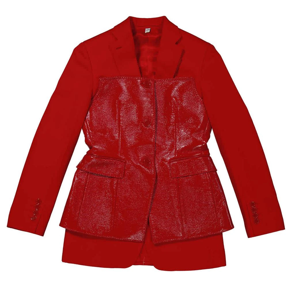 商品Burberry|Burberry Ladies Bright Red Leather Panel Tailored Blazer, Brand Size 12 (US Size 10),价格¥5731,第1张图片