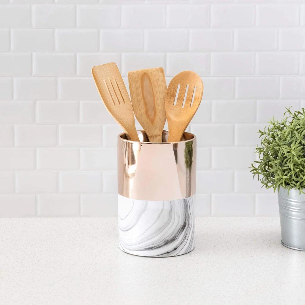 商品Home Basics|Home Basics Athena Marble Utensil Crock, Gold,价格¥147,第2张图片详细描述