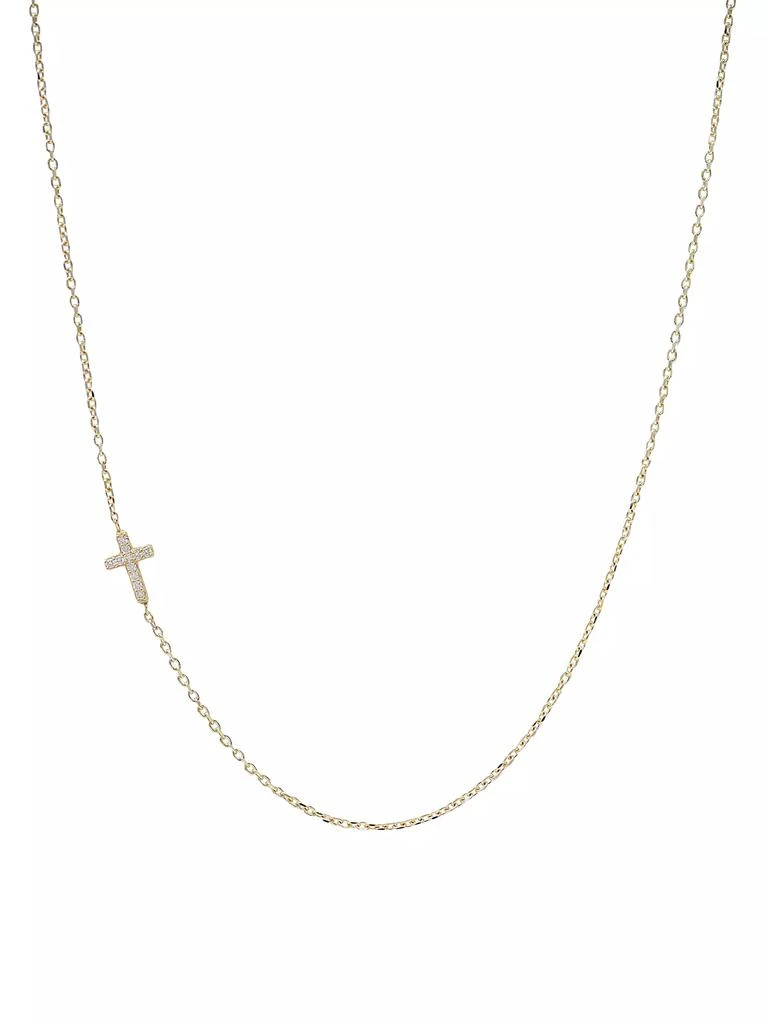 商品Anzie|Love Letter 14K Yellow Gold & 0.08 TCW Diamond Cross Charm Necklace,价格¥6369,第1张图片