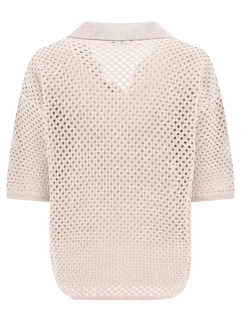 商品Brunello Cucinelli|Open-Knit Polo Shirt Polo Shirts Beige,价格¥6893,第2张图片详细描述