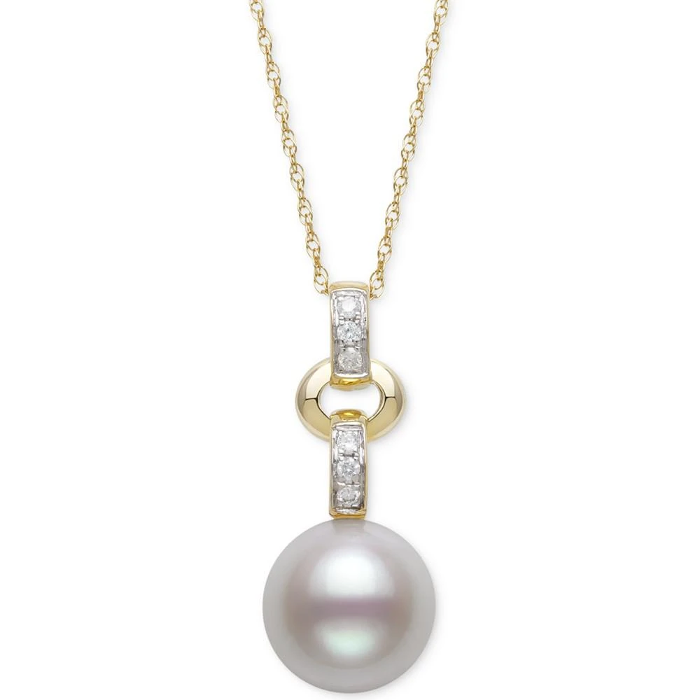 商品Belle de Mer|Cultured Freshwater Pearl (8mm) & Diamond (1/20 ct. t.w.) 18" Pendant Necklace in 14k Gold,价格¥1346,第1张图片