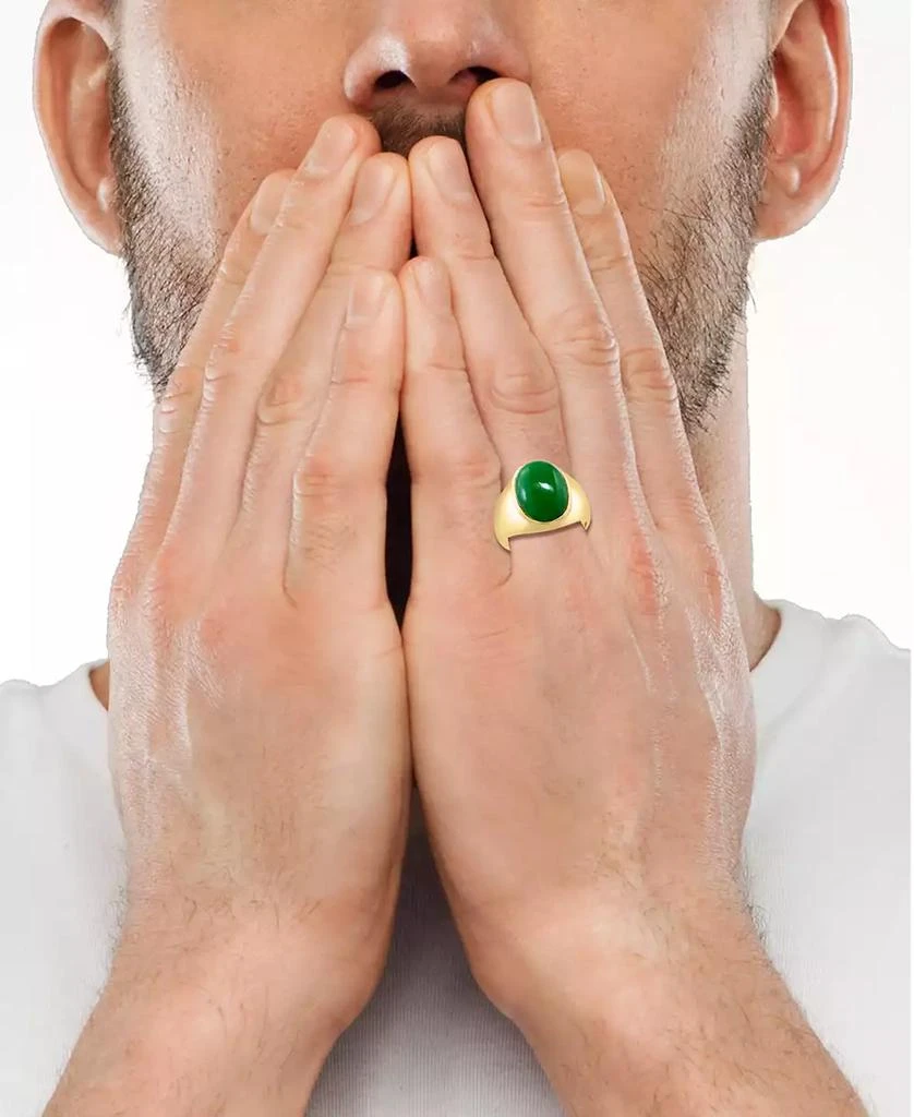 商品Effy|EFFY® Men's Dyed Jade Ring in 14k Gold-Plated Sterling Silver,价格¥1127,第2张图片详细描述