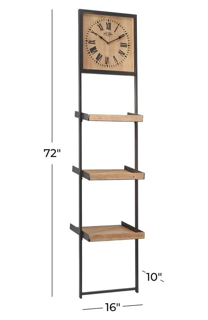 商品SONOMA SAGE HOME|Brown Wood Traditional Wall Shelf with Clock,价格¥1267,第3张图片详细描述