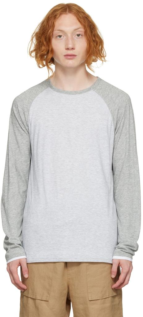 Gray Baseball Long Sleeve T-Shirt商品第1张图片规格展示