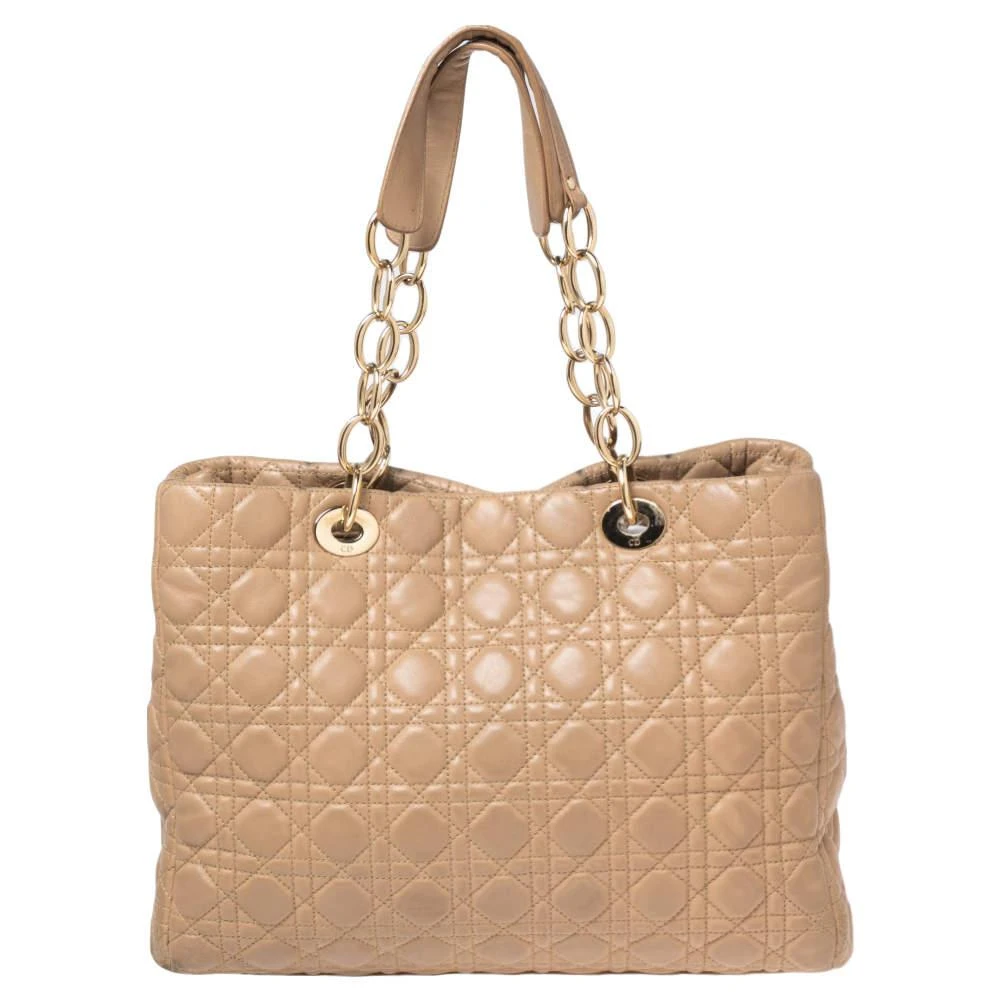 商品[二手商品] Dior|Dior Beige Cannage Quilted Leather Large Shopper Tote,价格¥5512,第4张图片详细描述