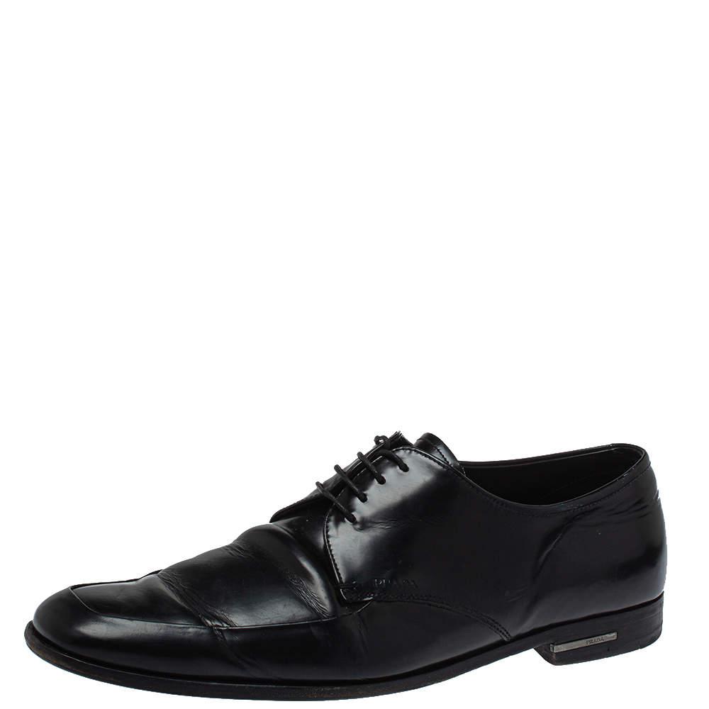 Prada Black Leather Lace Up Derby Size 43商品第1张图片规格展示