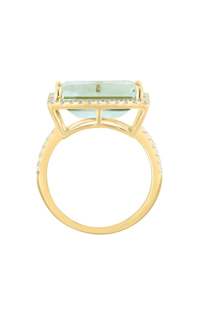 商品Effy|14K Yellow Gold Emerald Cut Green Quartz Diamond Halo Ring - 0.43ct.,价格¥7002,第3张图片详细描述
