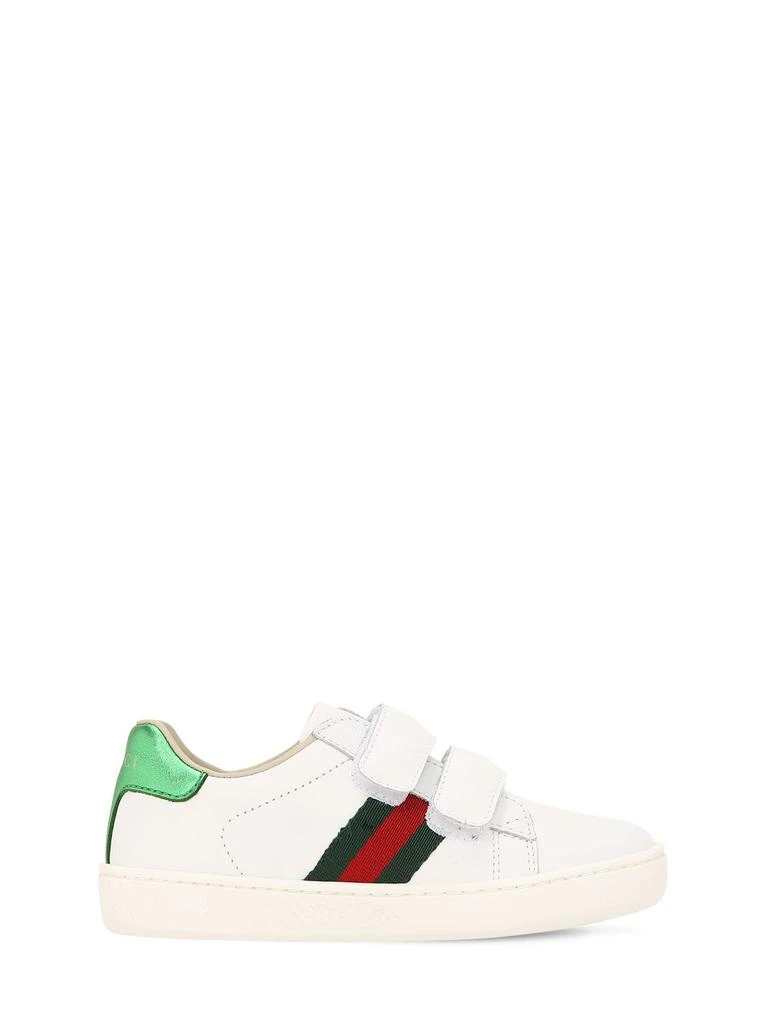 商品Gucci|Ace Leather Strap Sneaker W/ Web,价格¥3332,第1张图片