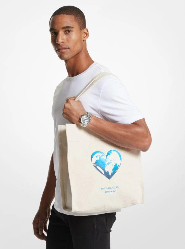 商品Michael Kors|Watch Hunger Stop Recycled Cotton Canvas Tote Bag,价格¥735,第4张图片详细描述