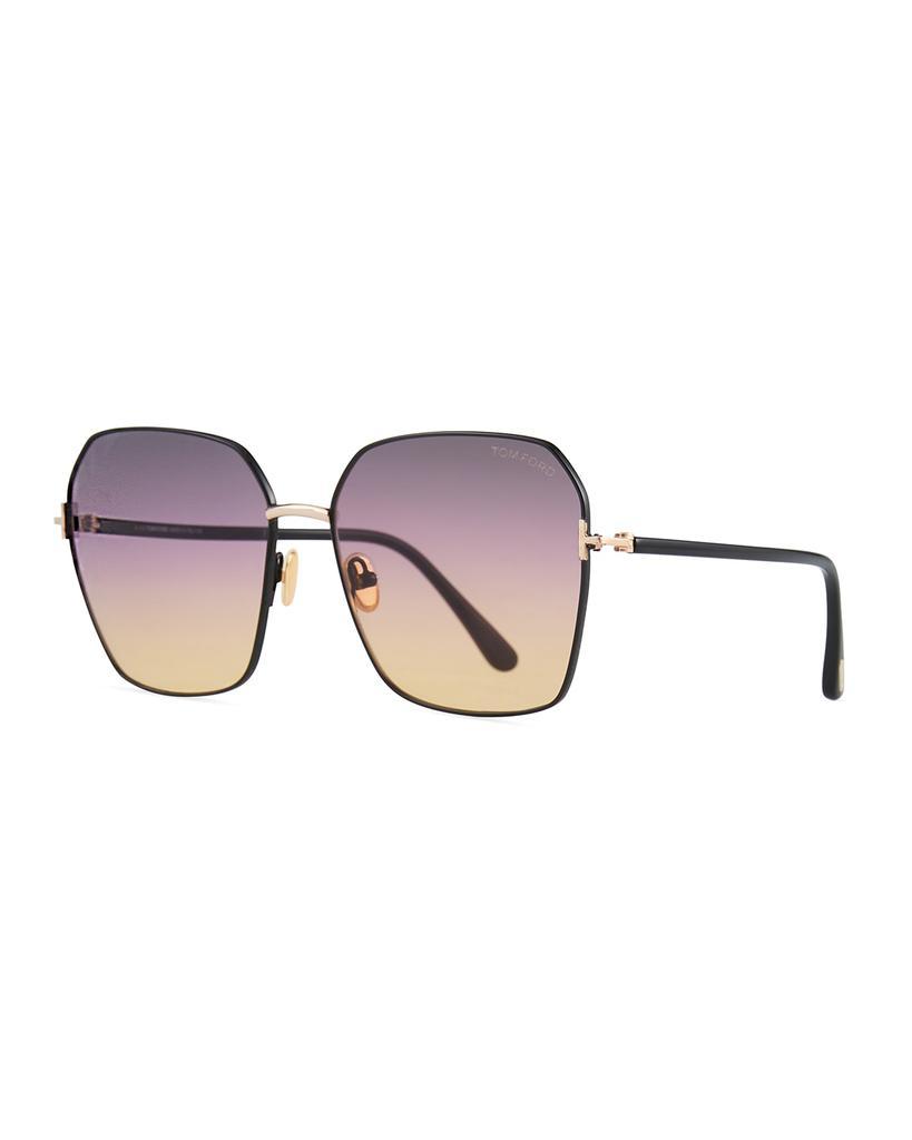 商品Tom Ford|Claudia Geometric Metal/Acetate Sunglasses,价格¥3716,第1张图片