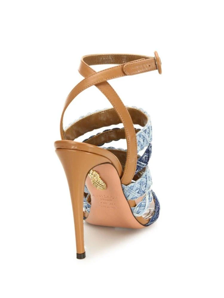 商品Aquazzura|Tyra Strappy Denim & Leather Ankle-Strap Sandals,价格¥2383,第2张图片详细描述