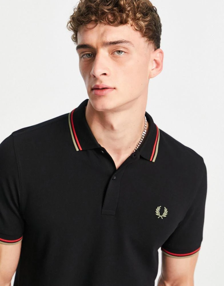 商品Fred Perry|Fred Perry twin tipped polo shirt in black,价格¥440,第1张图片