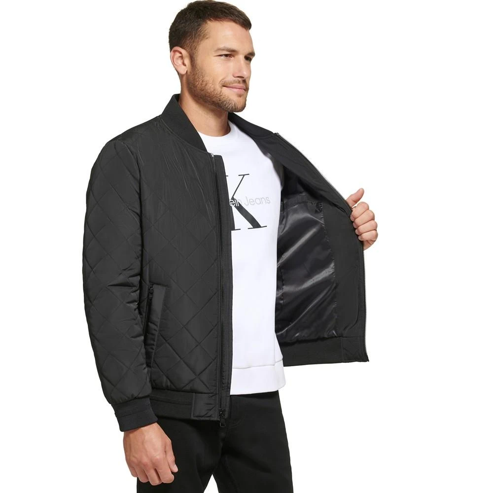 商品Calvin Klein|Men's Quilted Baseball Jacket with Rib-Knit Trim,价格¥898,第3张图片详细描述