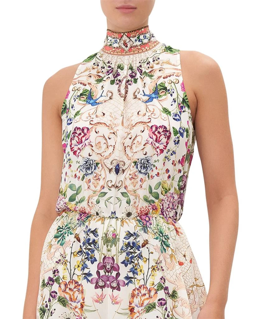 商品Camilla|Floral Silk Sleeveless Neck-Tie Romper,价格¥2262,第5张图片详细描述