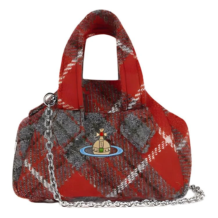 商品[国内直发] Vivienne Westwood|西太后 Yasmine 土星Logo按扣开合 羊毛 手提包 迷你 女款 红色,价格¥3676,第3张图片详细描述