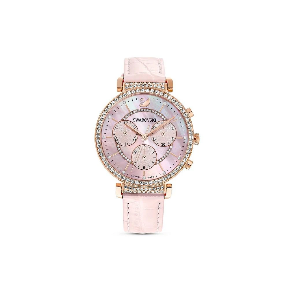 商品Swarovski|Passage Chrono Pink Leather Strap Watch, 9.52 mm,价格¥3615,第1张图片