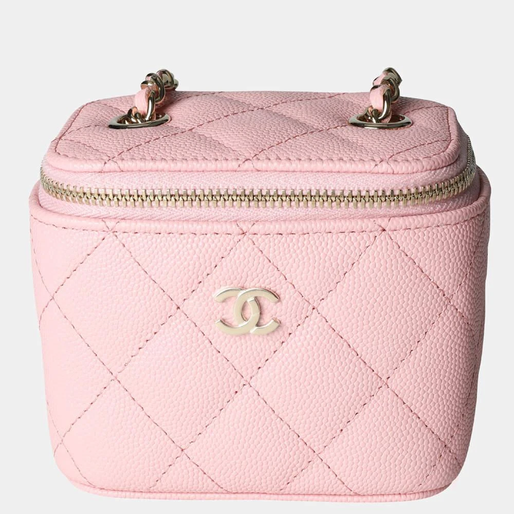 商品[二手商品] Chanel|Chanel Pink Quilted Caviar Mini Vanity Case with Chain,价格¥32168,第1张图片