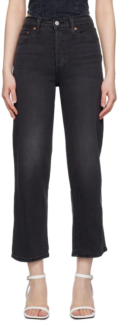 商品Levi's|Black Ribcage Straight Ankle Jeans,价格¥606,第1张图片