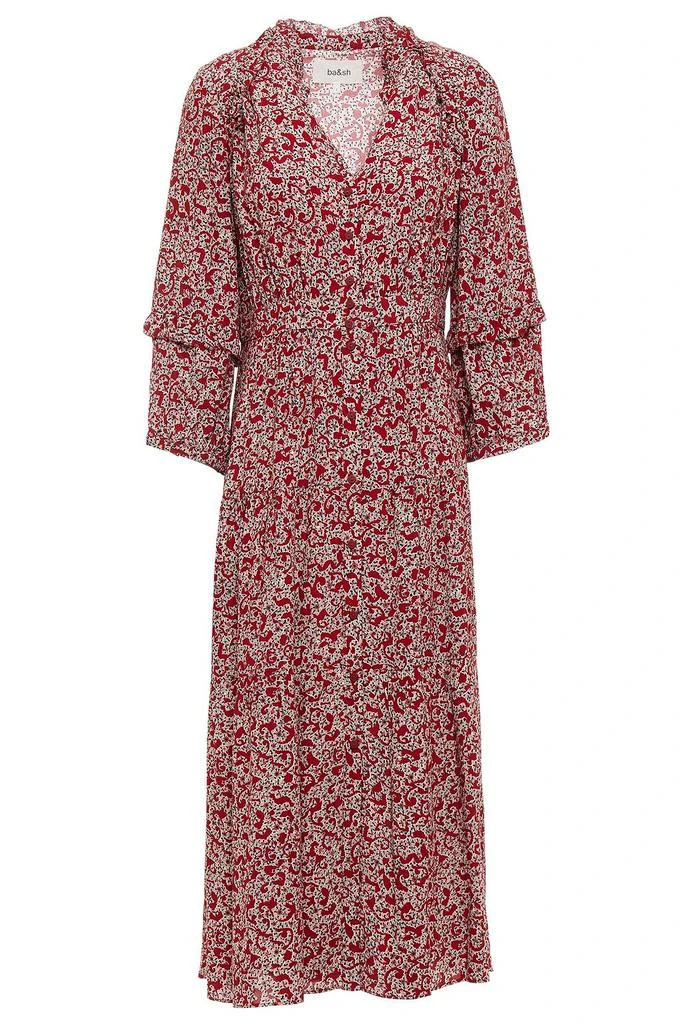 商品ba&sh|Claire ruffle-trimmed printed crepe midi dress,价格¥787,第1张图片