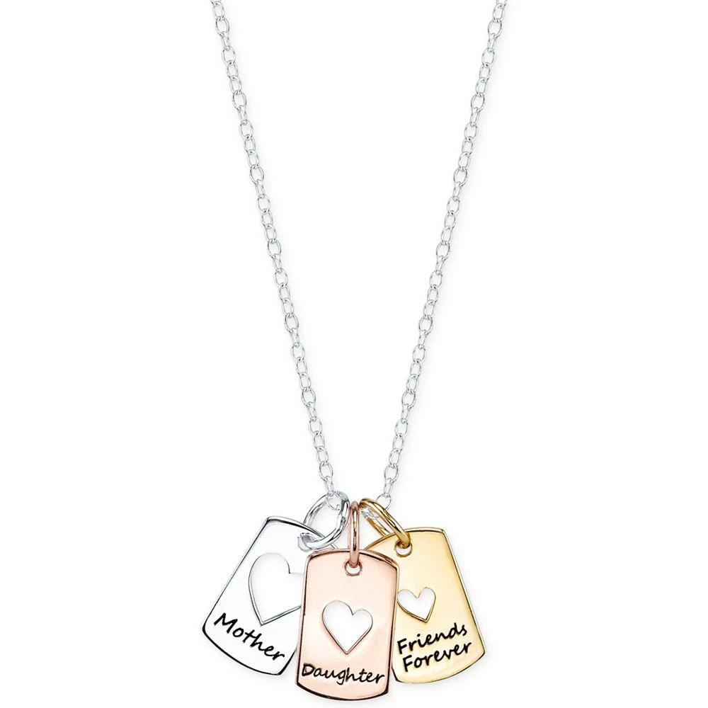 商品Unwritten|Tri-Tone Mother, Daughter, Friend Heart Pendant Necklace in Sterling Silver,价格¥113,第1张图片