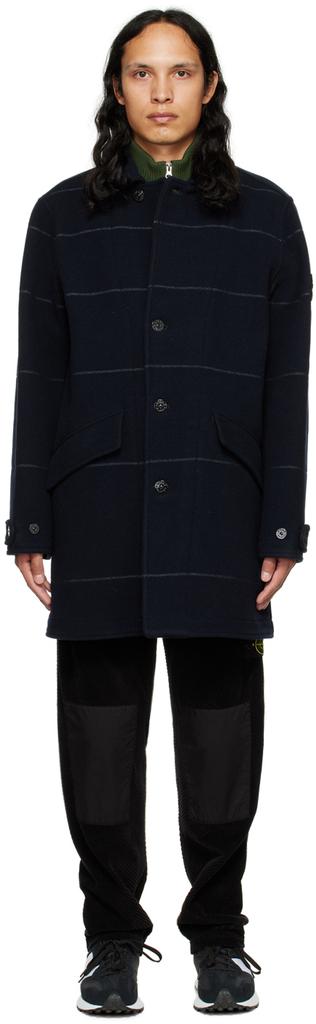 Navy Single-Breasted Coat商品第1张图片规格展示