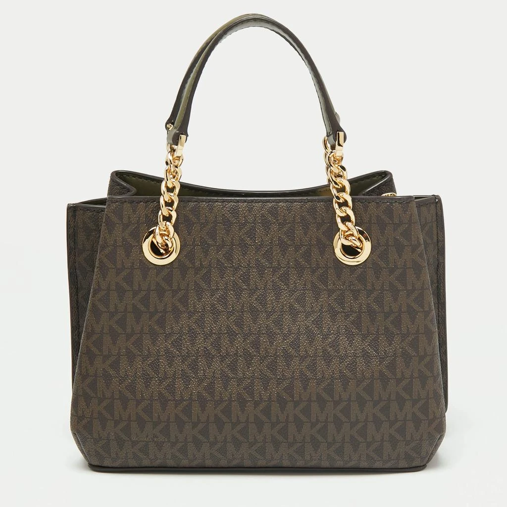 商品[二手商品] Michael Kors|Michael Kors Brown Signature Coated Canvas Small Teagen Satchel,价格¥1450,第4张图片详细描述