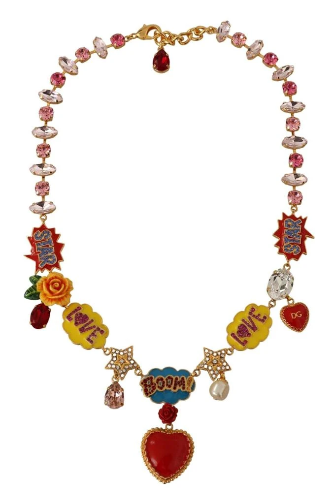 商品Dolce & Gabbana|Dolce & Gabbana Gold Cartoon Love Star Boom Crystals Chain Necklace,价格¥5559,第3张图片详细描述