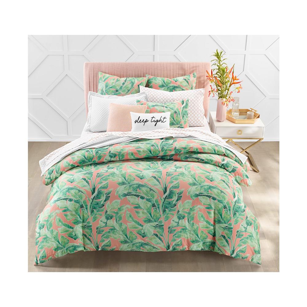 300-Thread Count Cotton Sateen 3-Pc. Tropical Leaves Twin Duvet Cover Set, Created for Macy's商品第1张图片规格展示