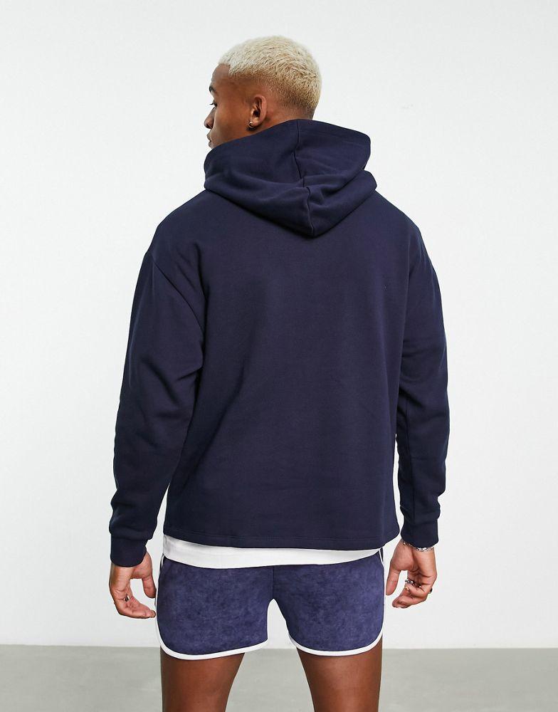 商品ASOS|ASOS DESIGN oversized hoodie with rugby neck in navy,价格¥222,第4张图片详细描述