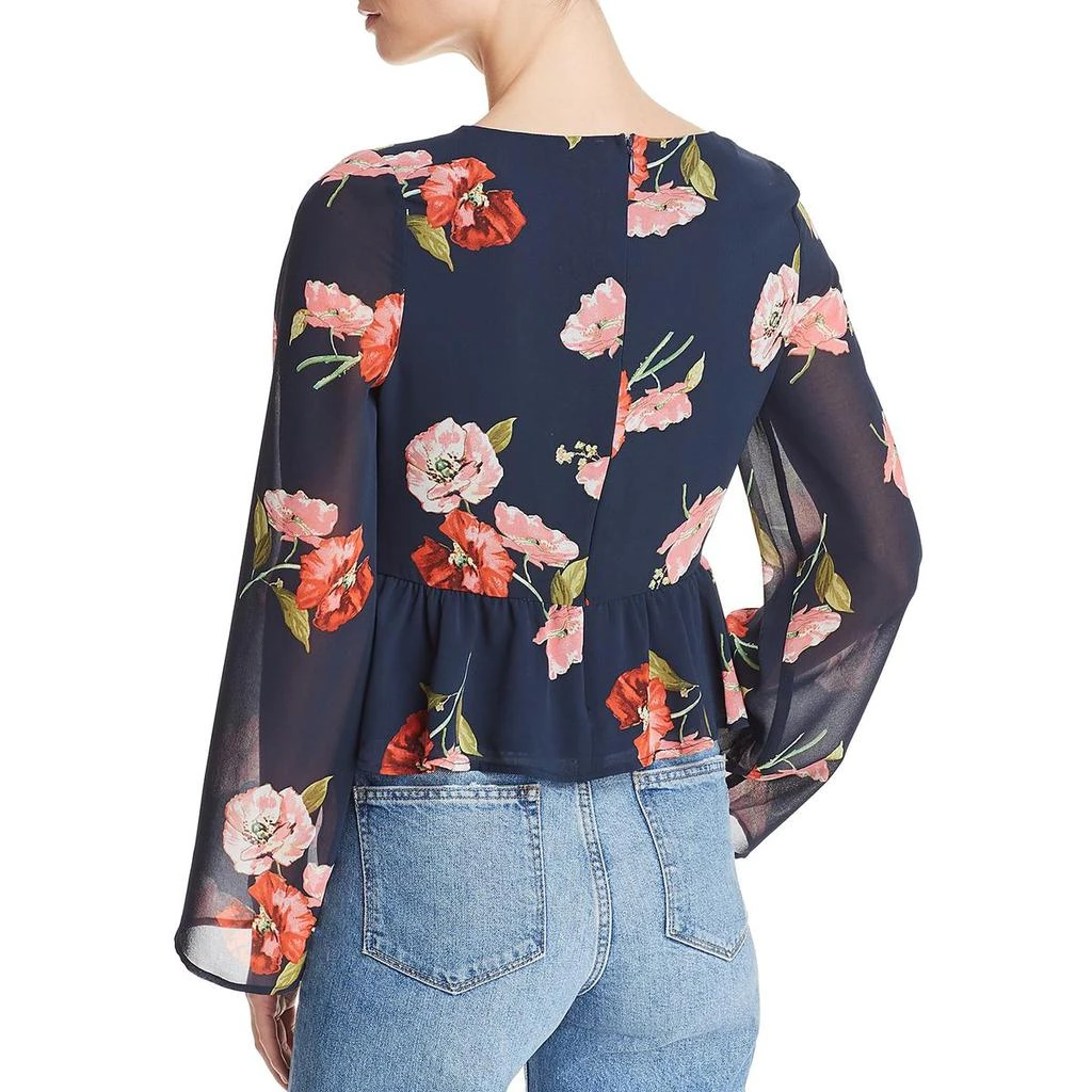 商品AQUA|Aqua Womens Floral Cinched Blouse,价格¥69,第2张图片详细描述