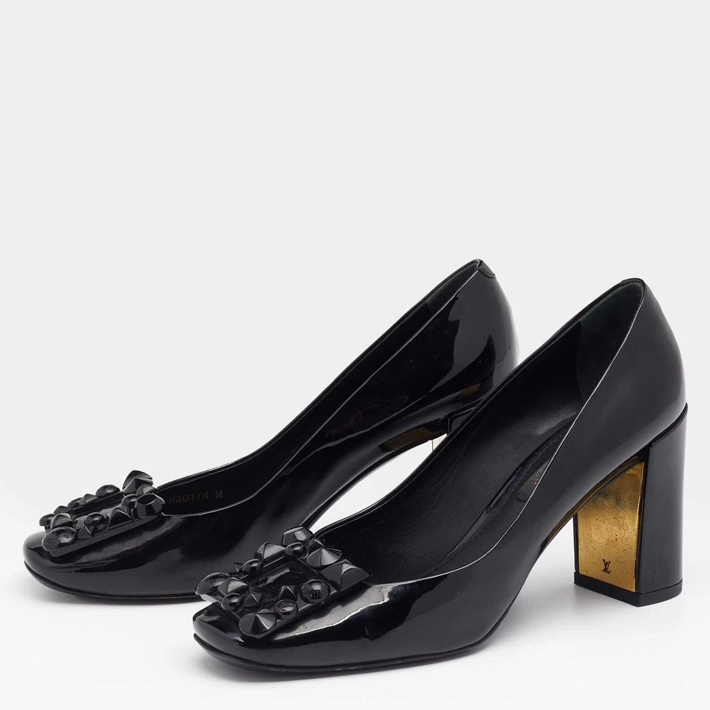 商品[二手商品] Louis Vuitton|Louis Vuitton Black Patent Leather Studded Graceful Block Heel Pumps Size 36,价格¥1889,第2张图片详细描述