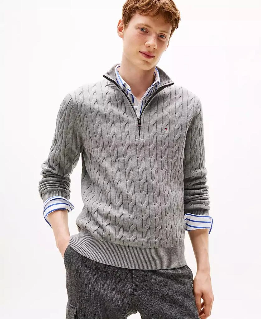 商品Tommy Hilfiger|Men's Long-Sleeve Cable Knit Quarter-Zip Sweater,价格¥571,第1张图片