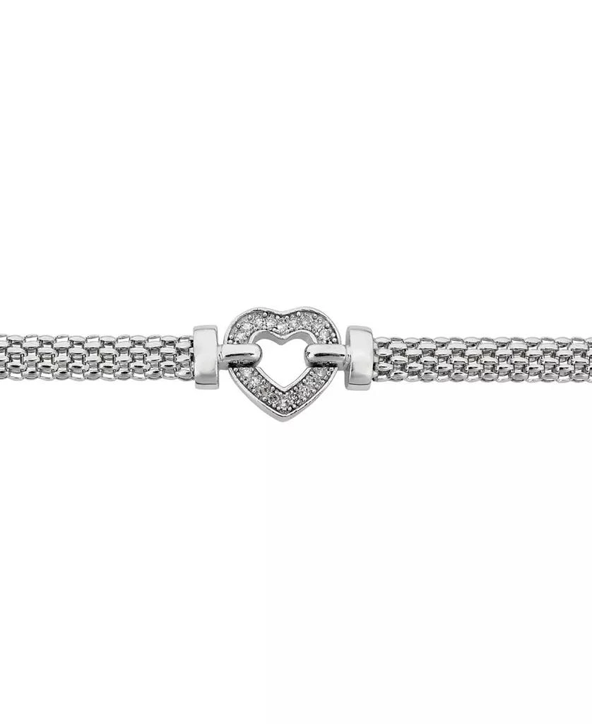 商品Macy's|Diamond Heart Mesh Link Bracelet (1/8 ct. t.w.) in Sterling Silver,价格¥739,第3张图片详细描述