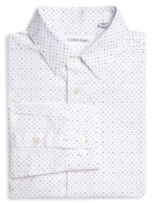 Boy's Slim Fit Logo-Adorned Polka-Dot Print Shirt商品第2张图片规格展示