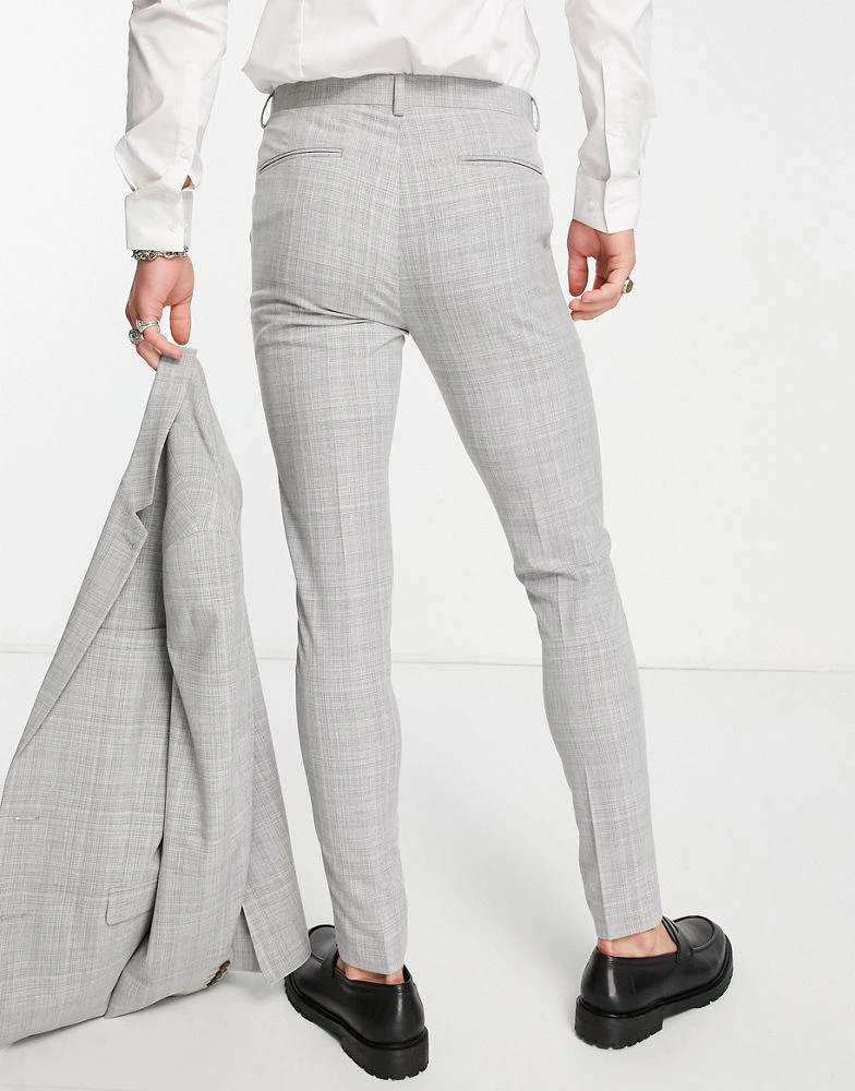 商品ASOS|ASOS DESIGN super skinny suit trousers in grey crosshatch,价格¥225,第2张图片详细描述