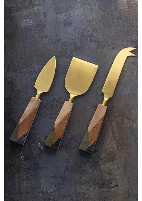 商品GAURI KOHLI|Kohli Gauri Kohli Galicia Marble Cheese Knives Set Of 3,价格¥449,第3张图片详细描述