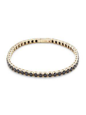 Goldplated Sterling Silver & Black Spinel Tennis Bracelet商品第1张图片规格展示