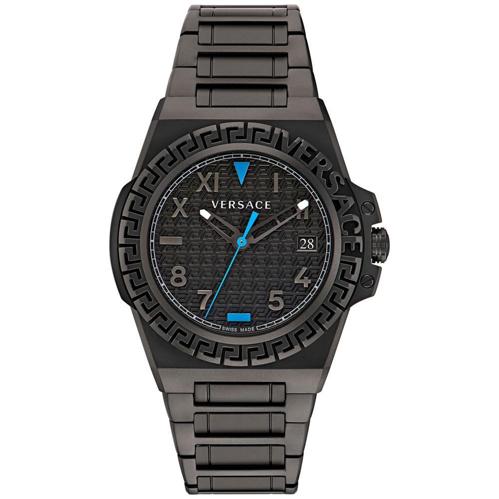 商品Versace|Men's Swiss Greca Reaction Black-Tone Stainless Steel Bracelet Watch 44mm,价格¥10660,第1张图片