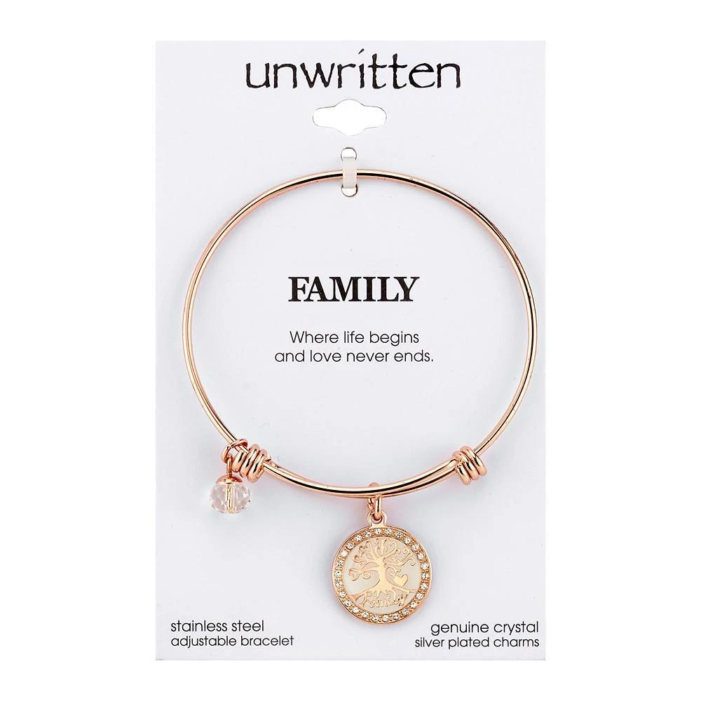 商品Unwritten|"Family, Where Life Begins and Love Never Ends" 玫瑰镀金可调节手镯,价格¥105,第3张图片详细描述