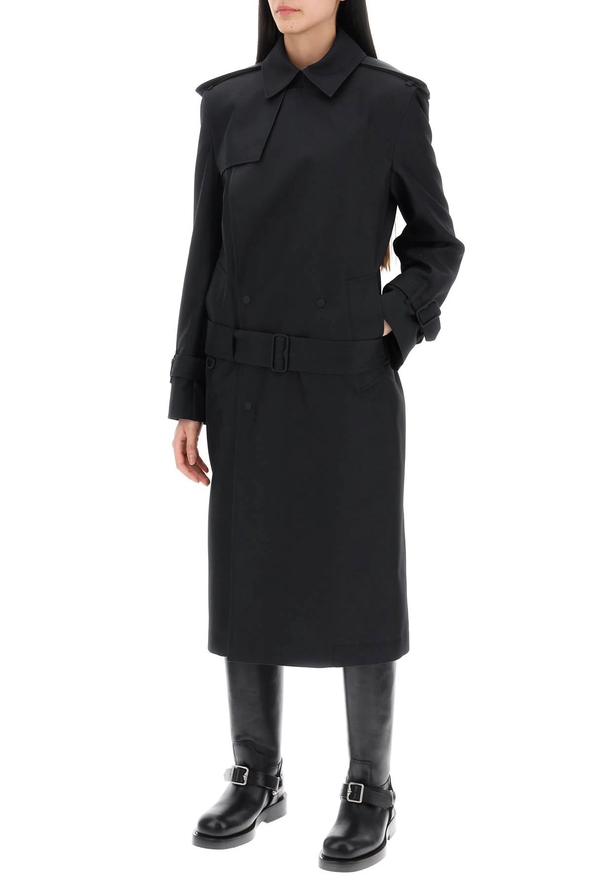 double-breasted silk twill trench coat 8088822 商品