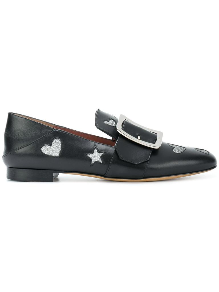 NEW Bally Janelle Hearts Ladies Black Leather Loafers商品第1张图片规格展示
