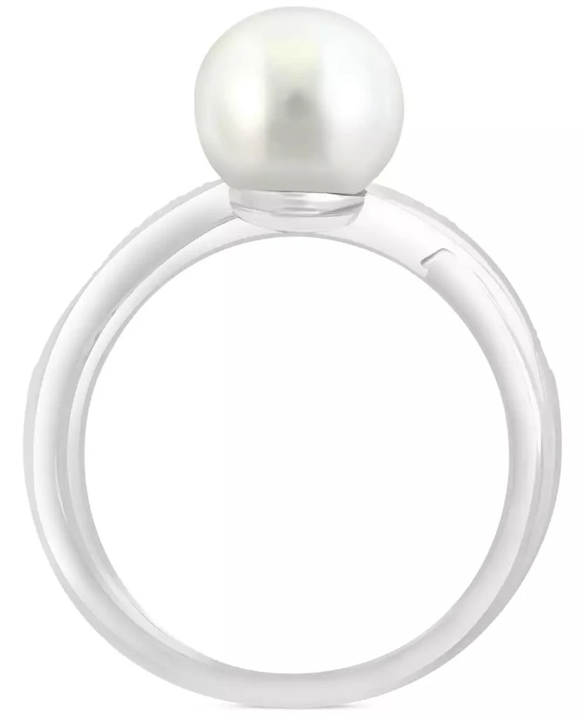 商品Effy|EFFY® Cultured Freshwater Pearl (8mm) & Diamond (1/20 ct. t.w.) Crossover Ring in Sterling Silver,价格¥3928,第4张图片详细描述