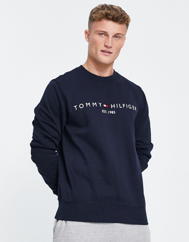 Tommy Hilfiger embroidered logo sweatshirt in navy商品第1张图片规格展示