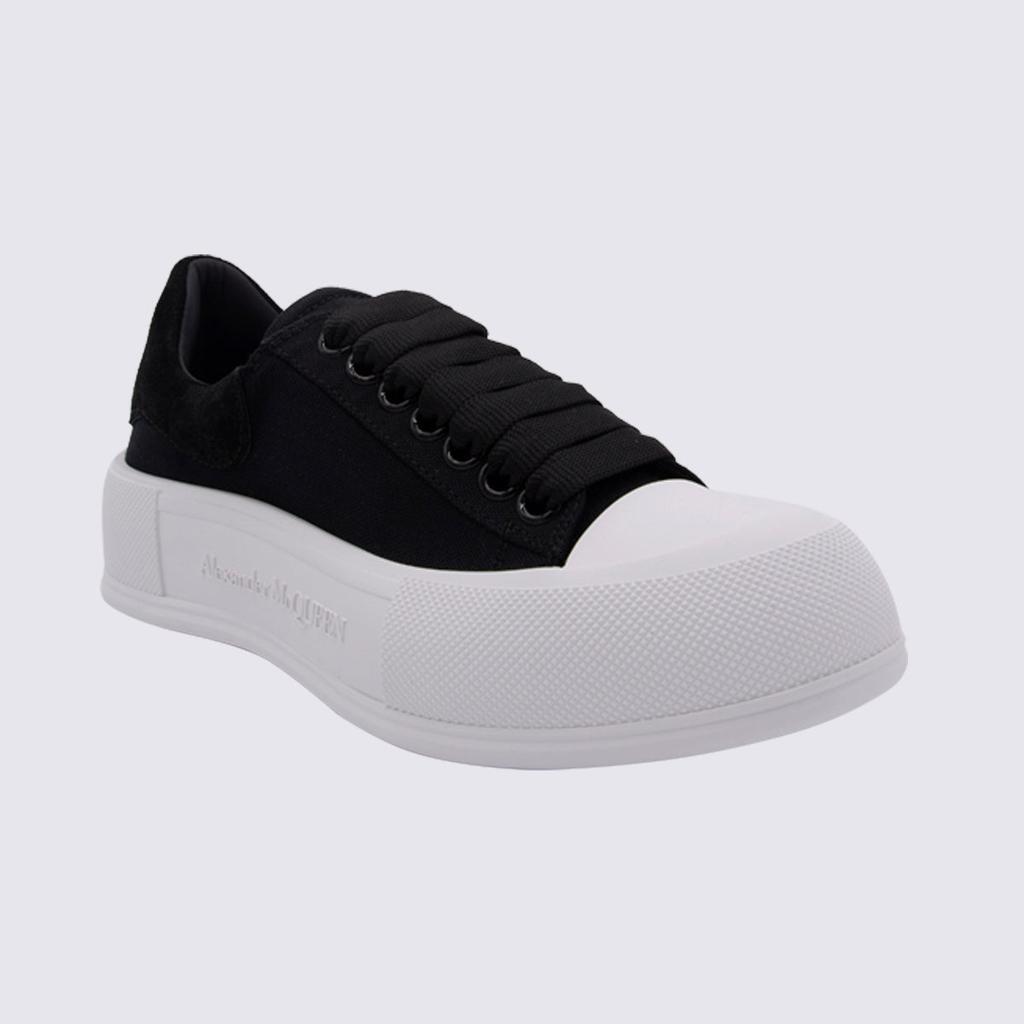 商品Alexander McQueen|ALEXANDER MCQUEEN BLACK CANVAS DECK PLISMOLL SNEAKERS,价格¥2576,第4张图片详细描述