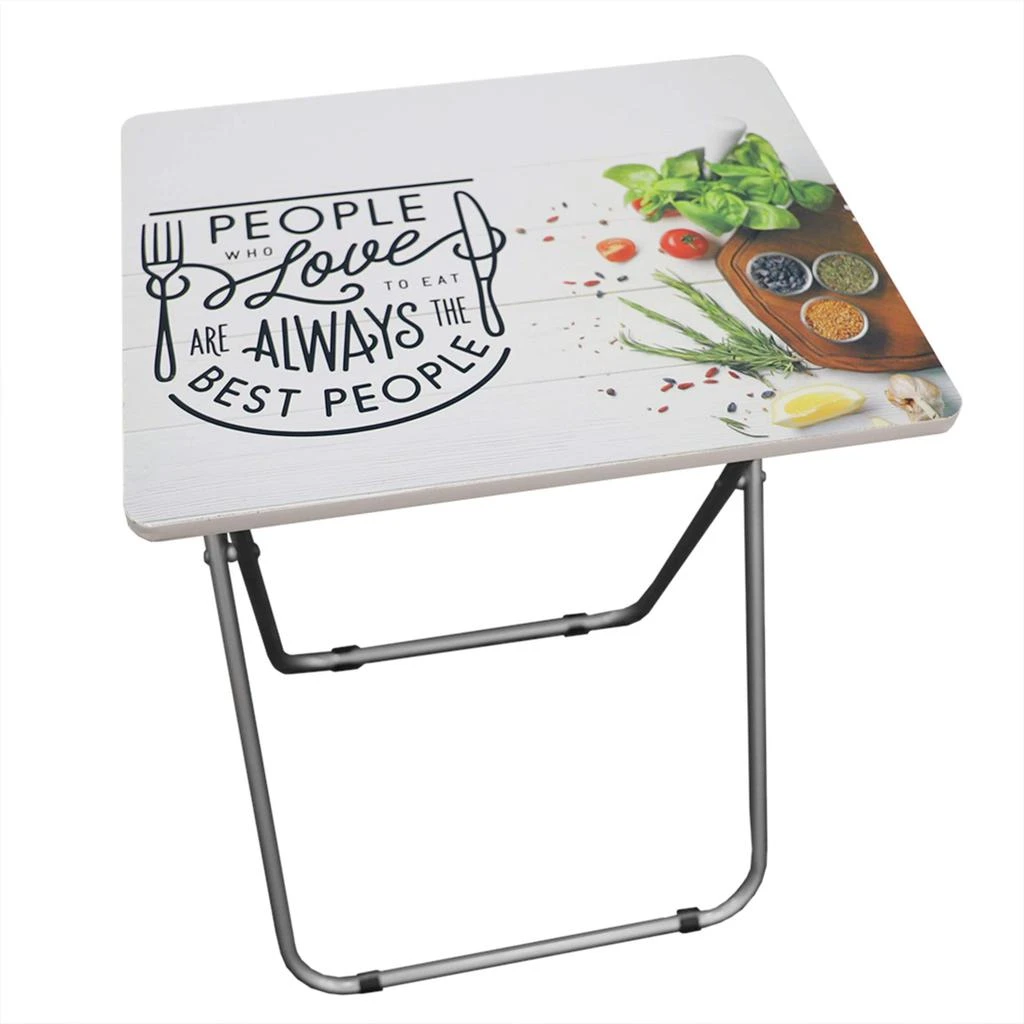 商品Home Basics|Home Basics For the Love of Food Multi-Purpose Foldable TV Tray Table, White,价格¥246,第3张图片详细描述