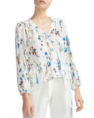 商品Maje|Larcy Pleated Floral-Print Blouse,价格¥1094,第1张图片
