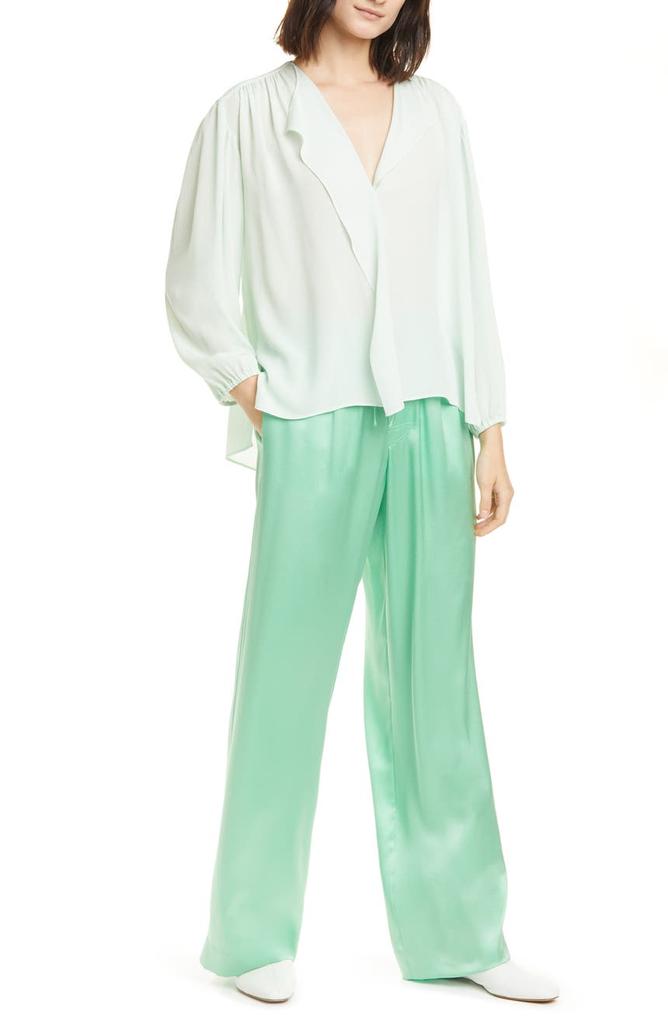 Shirred Long Sleeve Silk Blouse商品第7张图片规格展示