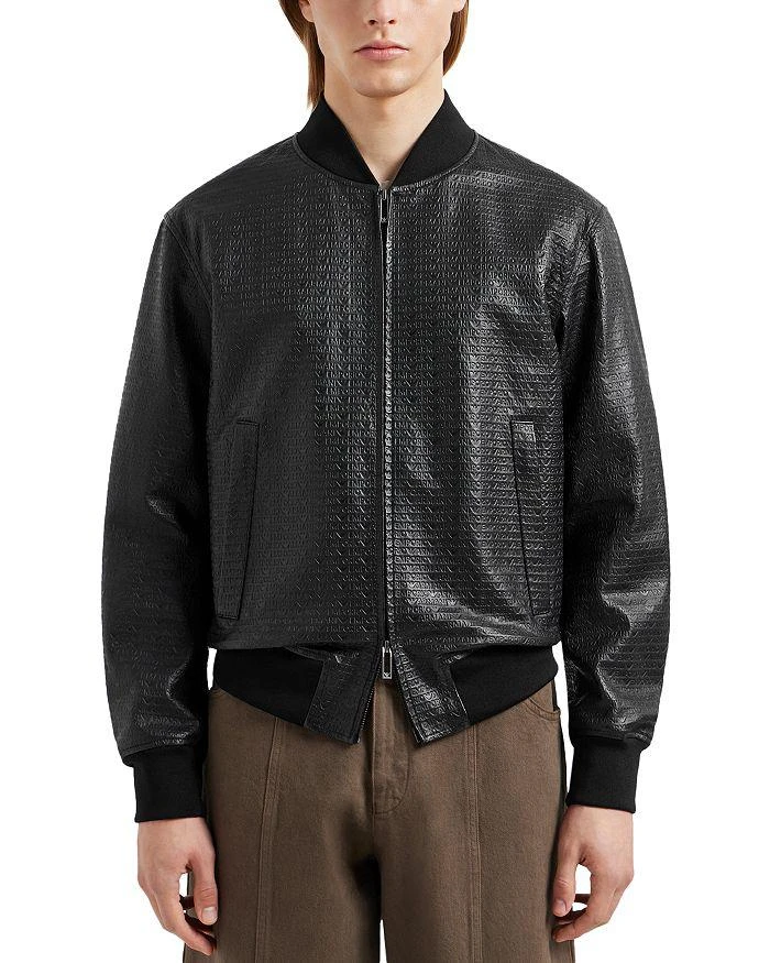 商品Emporio Armani|Zip Front Leather Logo Jacket,价格¥7153,第1张图片